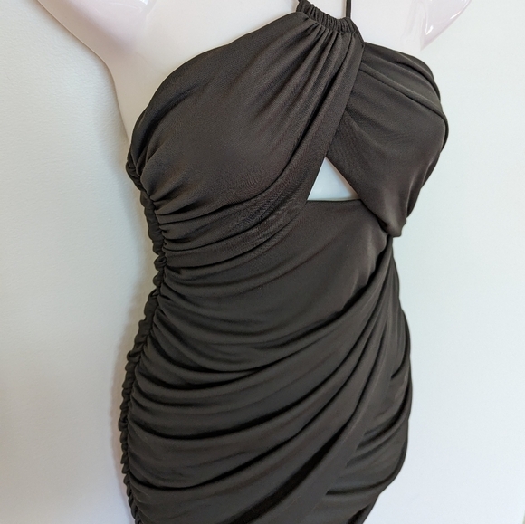 Zara cut-out draped mini dress green xs - Picture 9 of 16